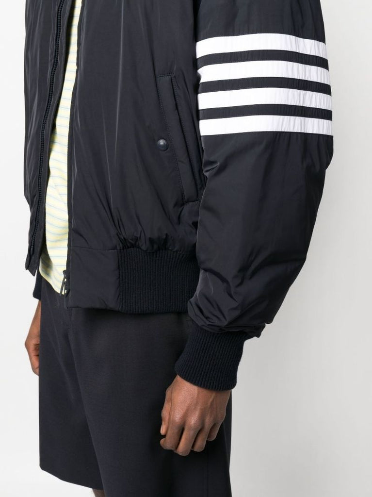 Blue 4-bar Stripe Zip Fastening Jacket
