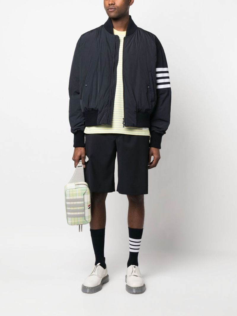 Blue 4-bar Stripe Zip Fastening Jacket