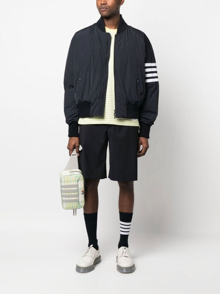 Blue 4-bar Stripe Zip Fastening Jacket