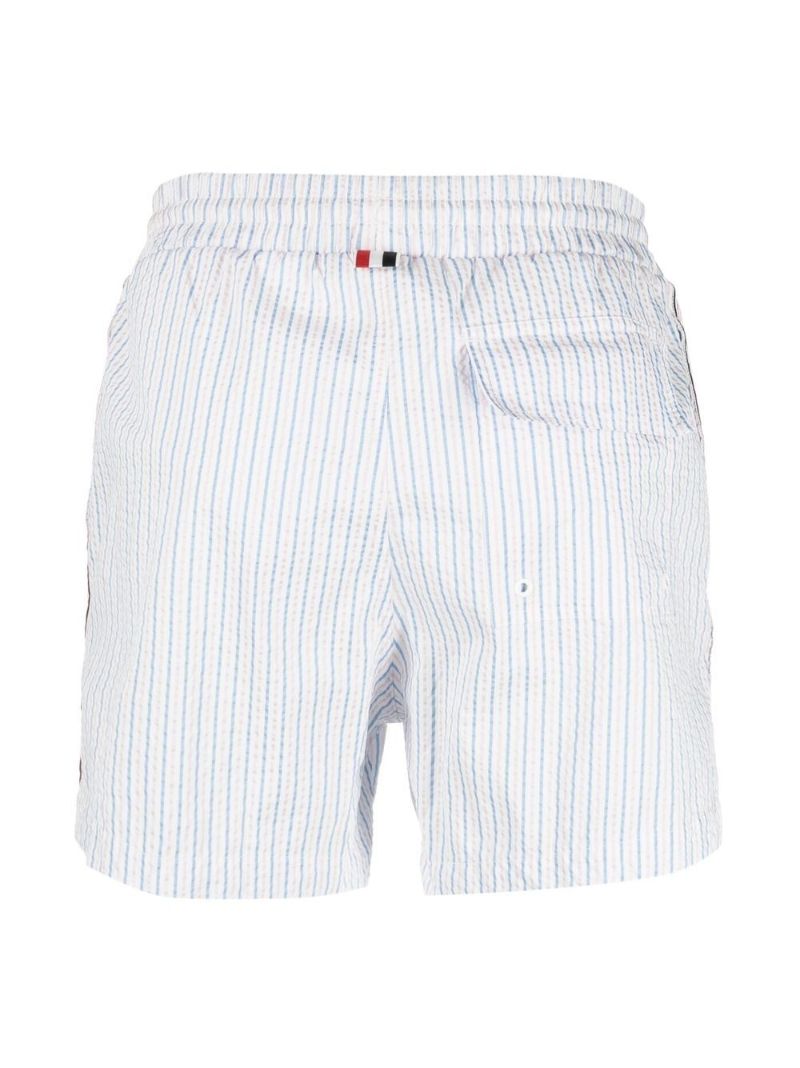 Multicolour Striped Seersucker Swim Shorts