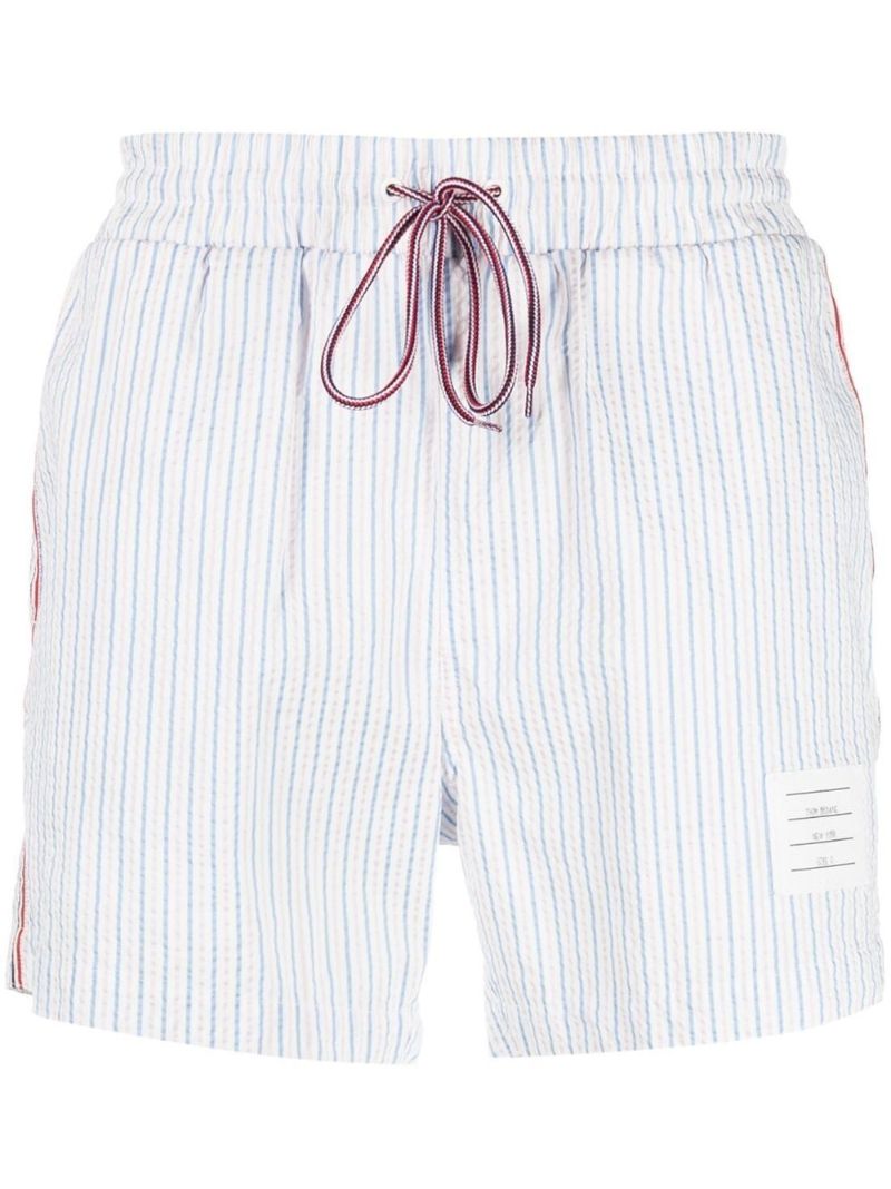 Multicolour Striped Seersucker Swim Shorts