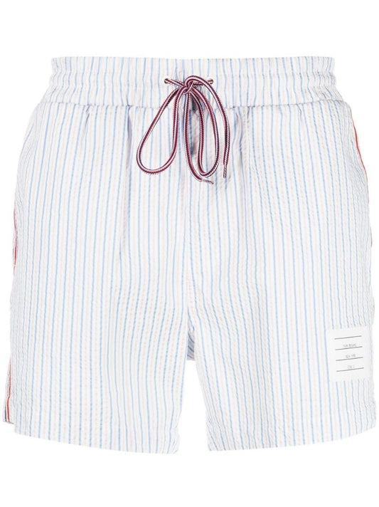 Multicolour Striped Seersucker Swim Shorts
