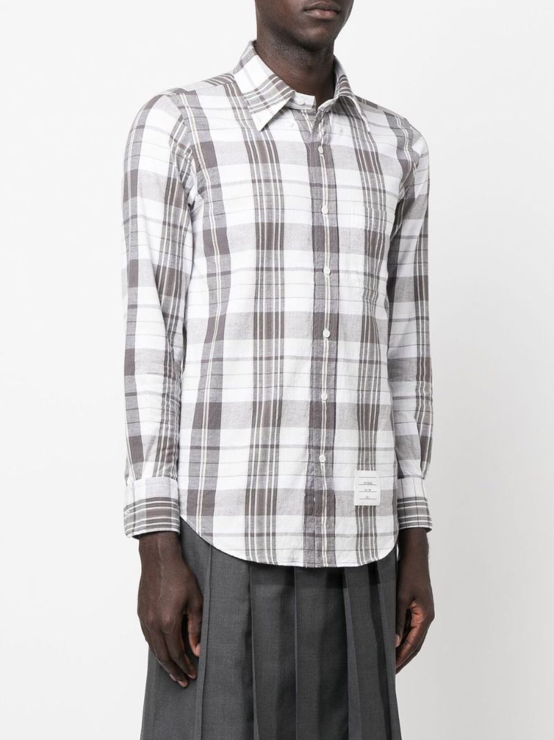 Grey Check Print Cotton Shirt