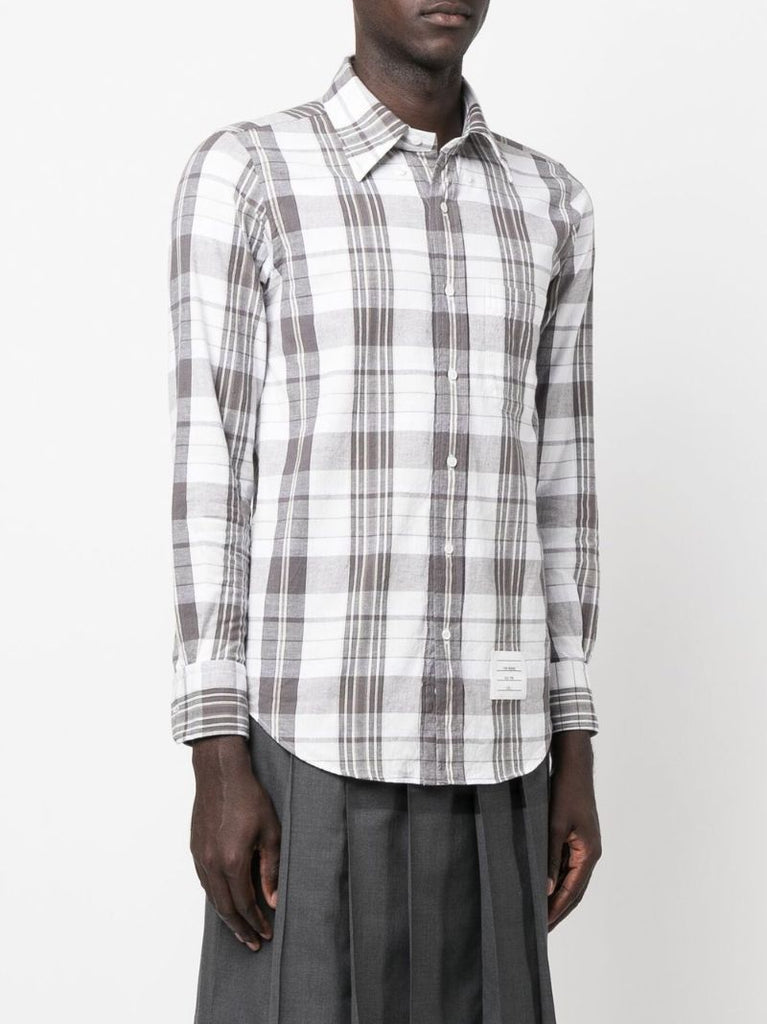 Grey Check Print Cotton Shirt