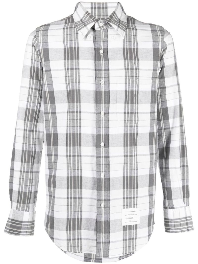 Grey Check Print Cotton Shirt