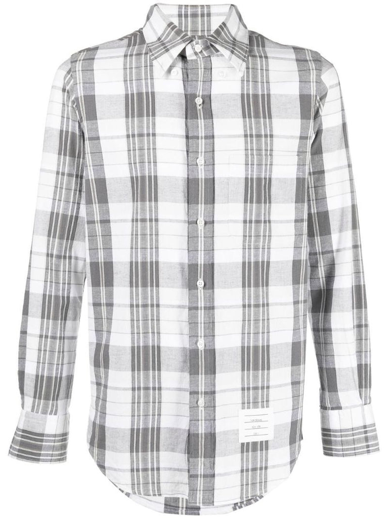 Grey Check Print Cotton Shirt