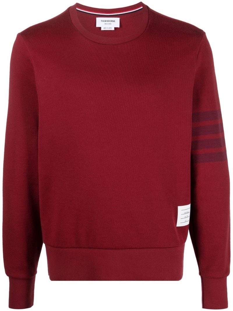 Red 4-bar Stripe Cotton Sweatshirt