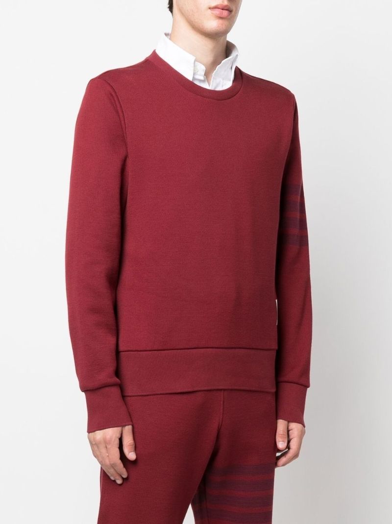 Red 4-bar Stripe Cotton Sweatshirt