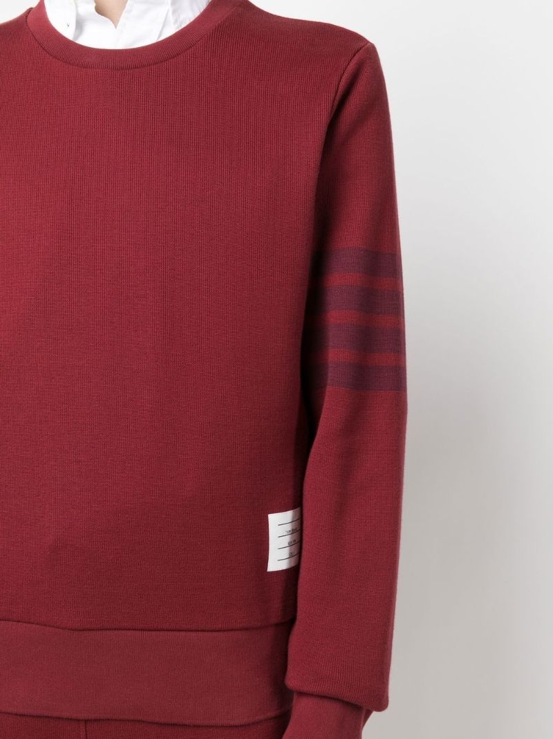 Red 4-bar Stripe Cotton Sweatshirt