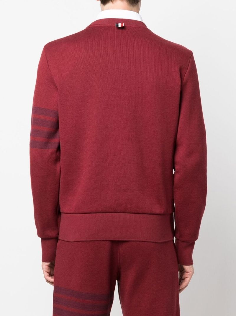 Red 4-bar Stripe Cotton Sweatshirt