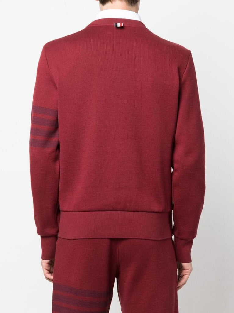 Red 4-bar Stripe Cotton Sweatshirt