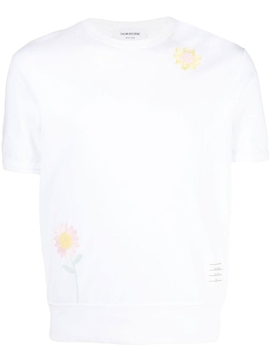 White Floral Embroidered T-shirt
