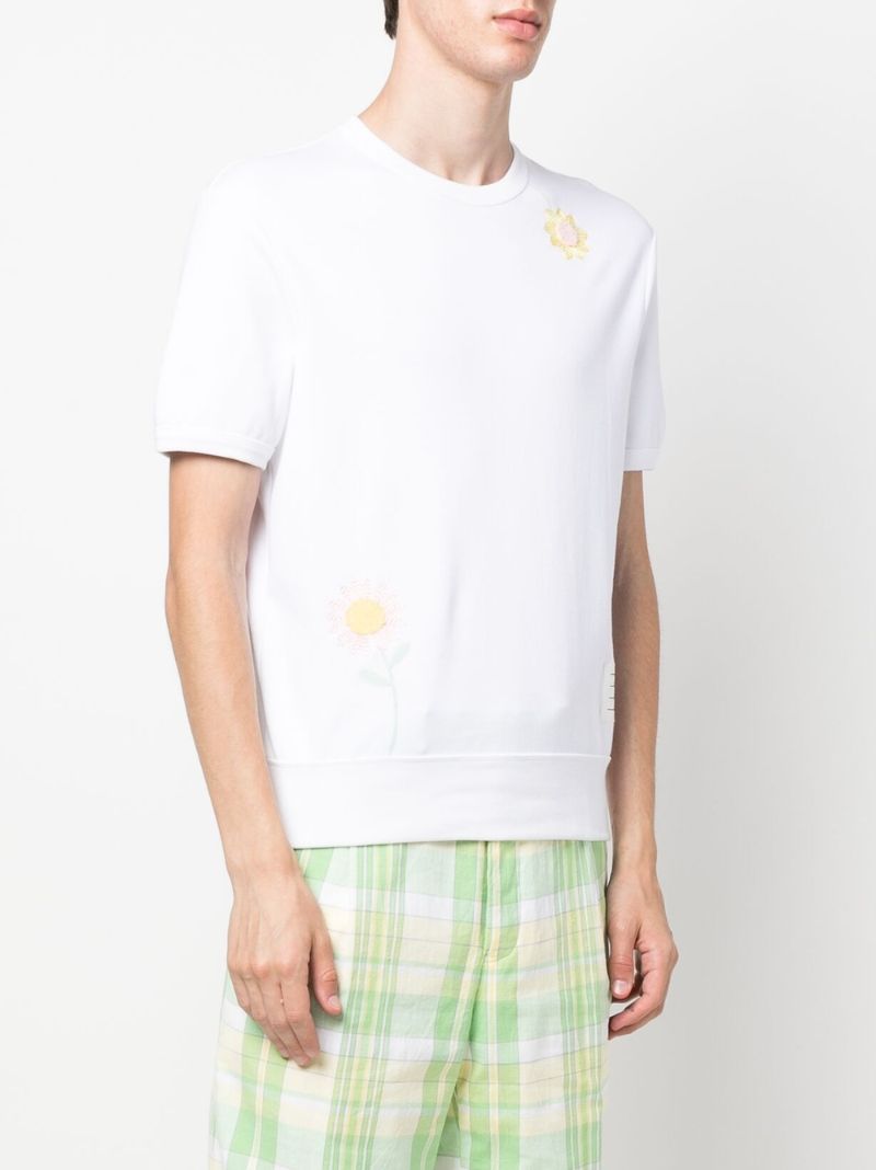 White Floral Embroidered T-shirt