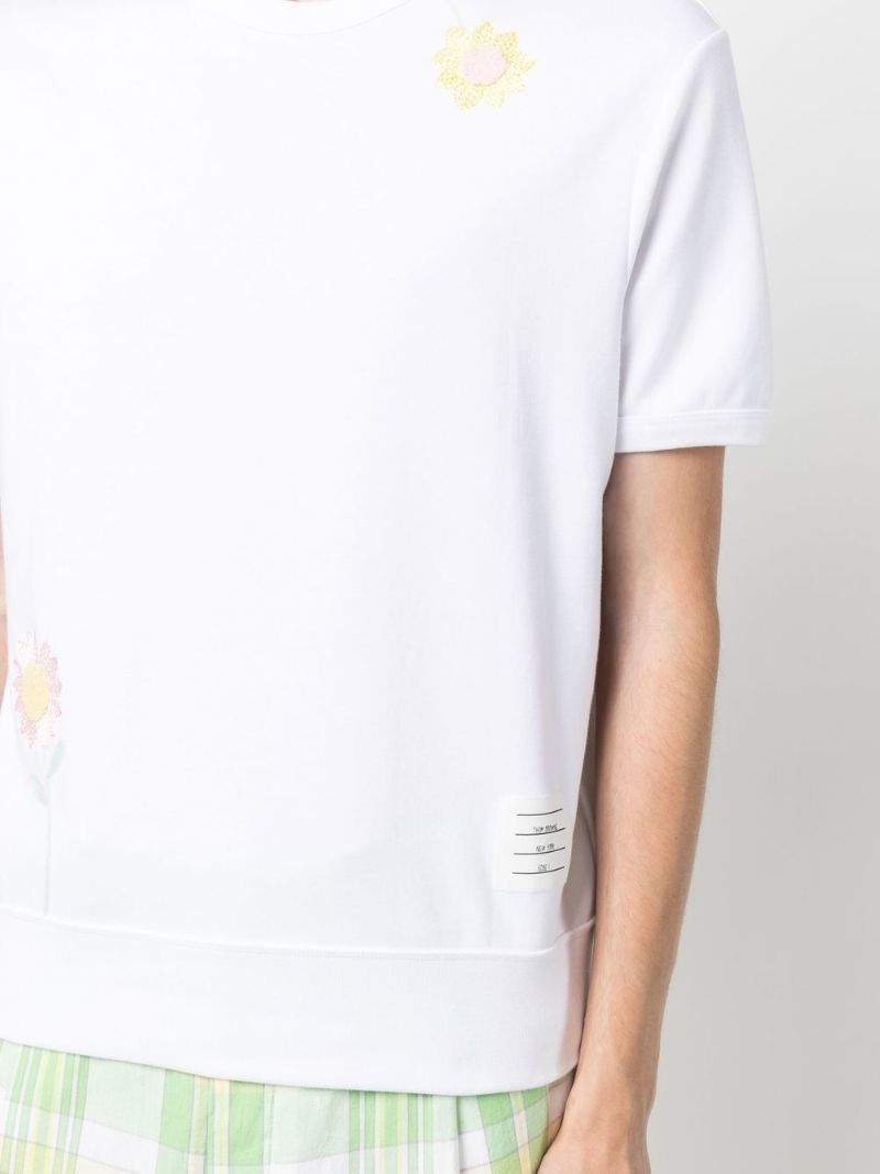 White Floral Embroidered T-shirt
