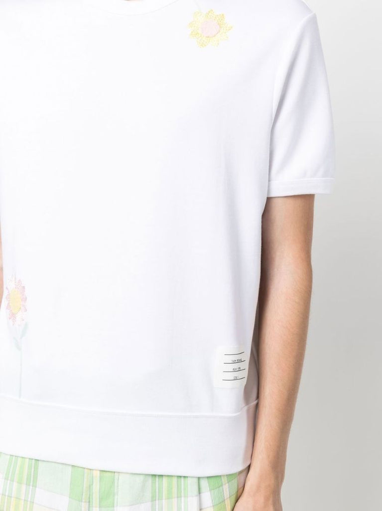 White Floral Embroidered T-shirt
