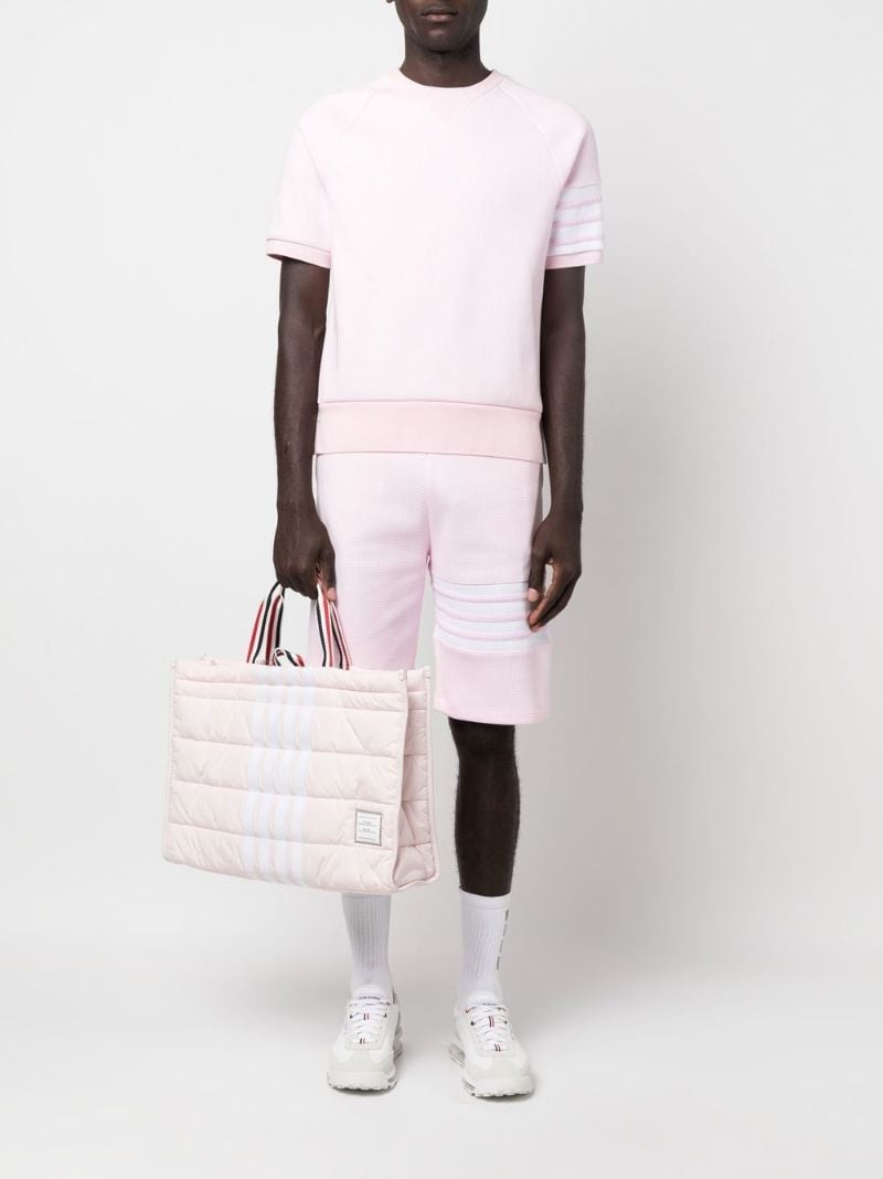 Pink 4-bar Waffle Track Shorts