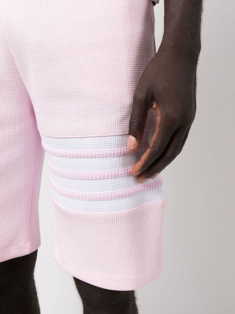 Pink 4-bar Waffle Track Shorts