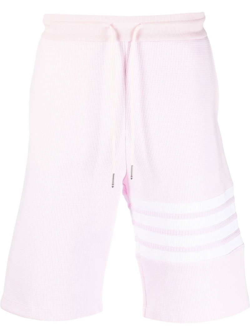 Pink 4-bar Waffle Track Shorts