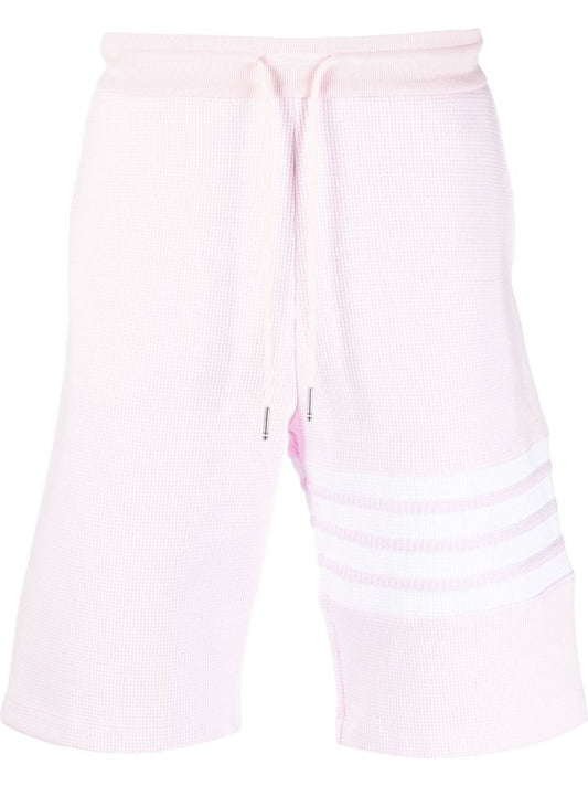 Pink 4-bar Waffle Track Shorts