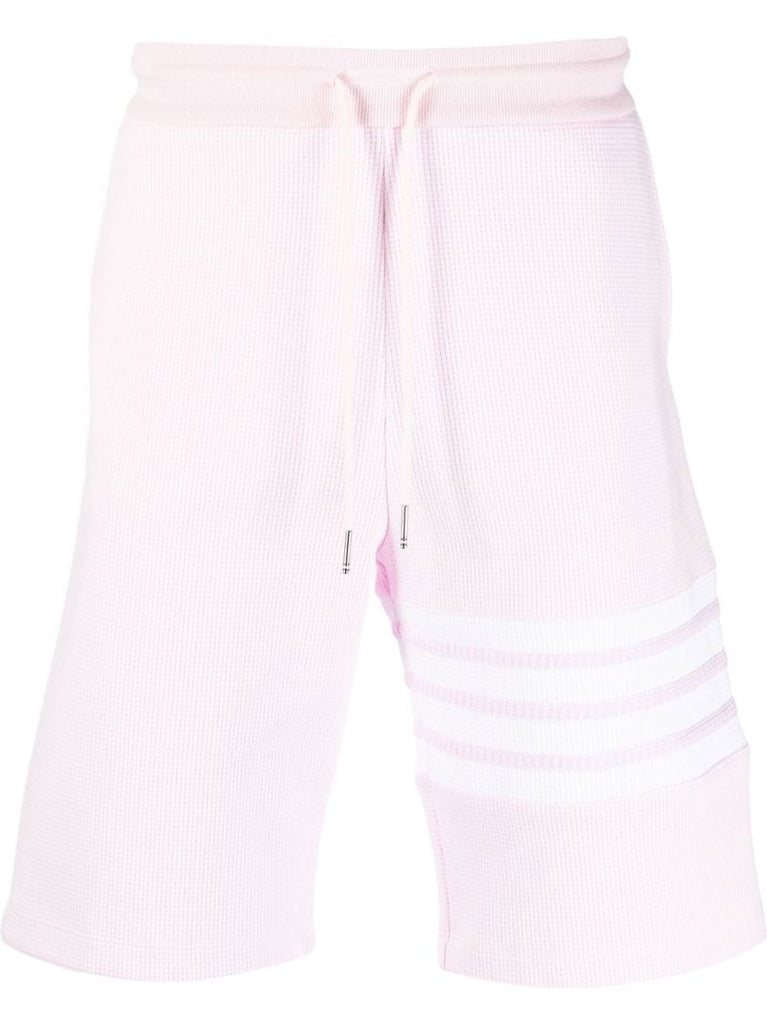 Pink 4-bar Waffle Track Shorts