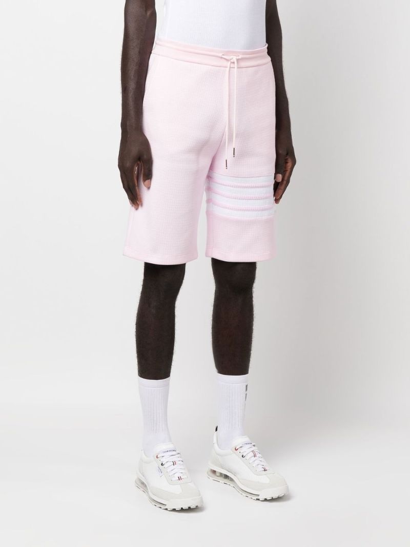 Pink 4-bar Waffle Track Shorts