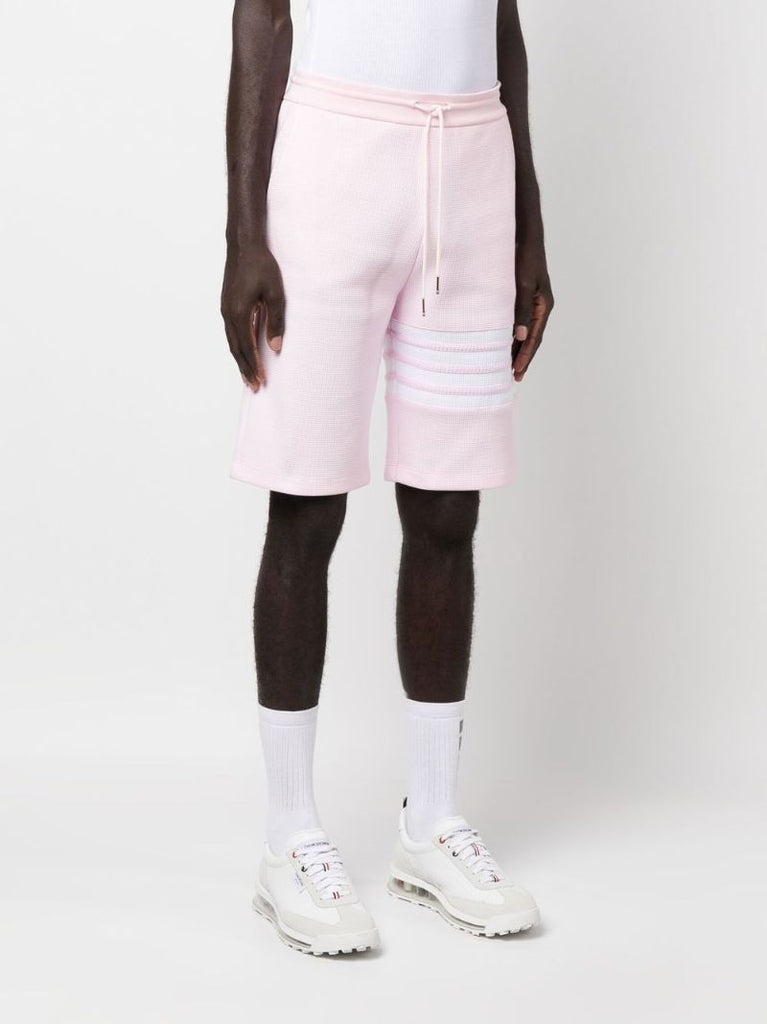 Pink 4-bar Waffle Track Shorts