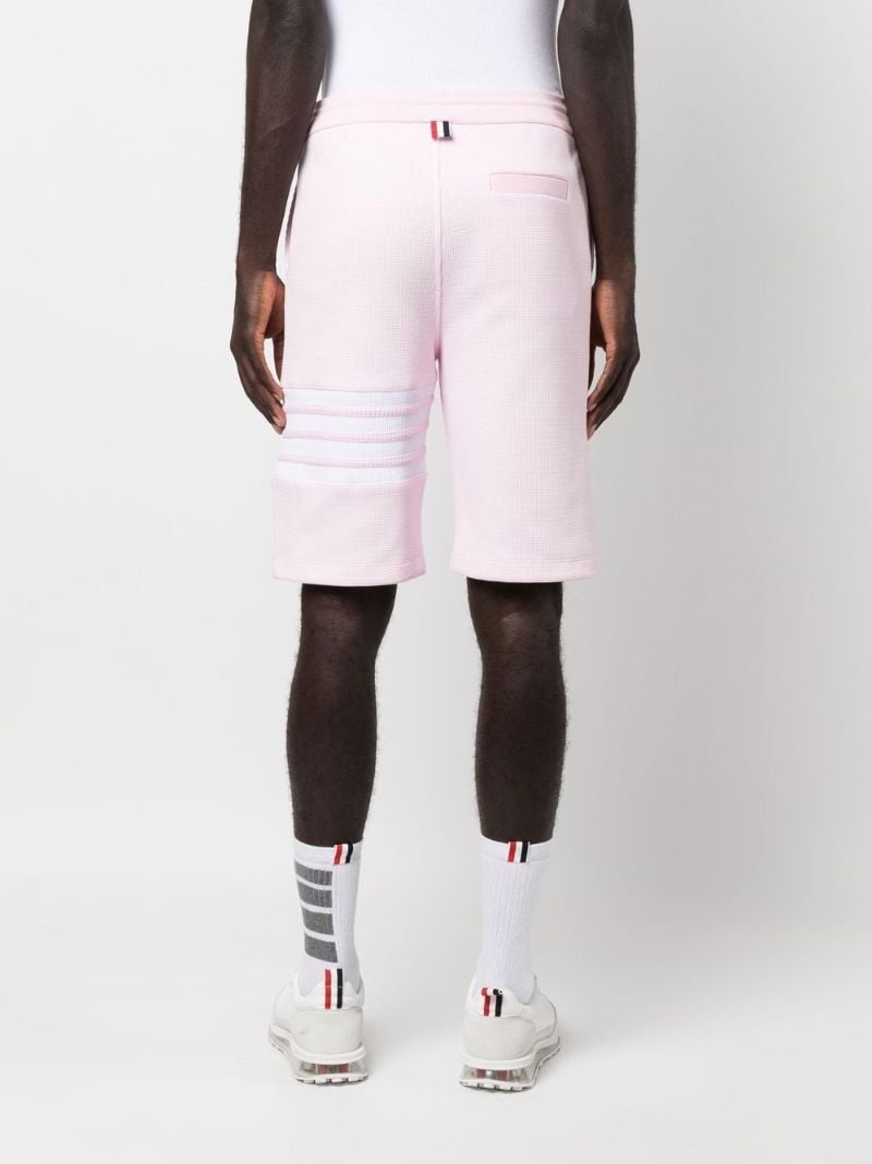 Pink 4-bar Waffle Track Shorts