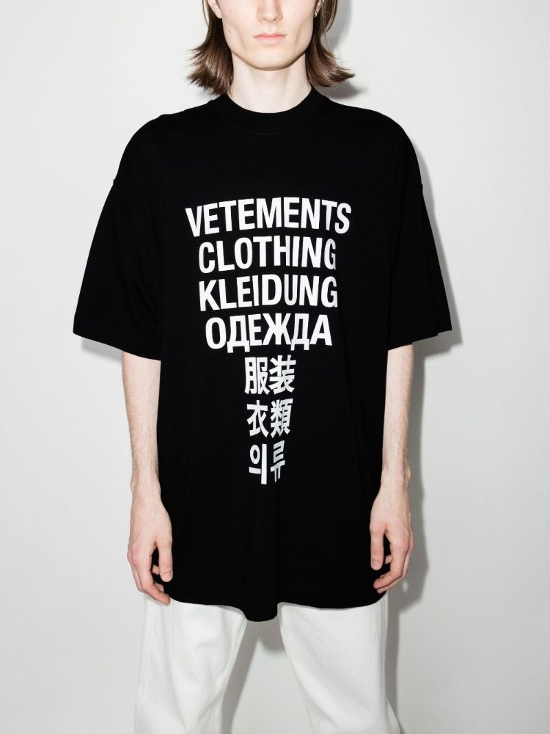 Black Translation Printed Cotton T-shirt