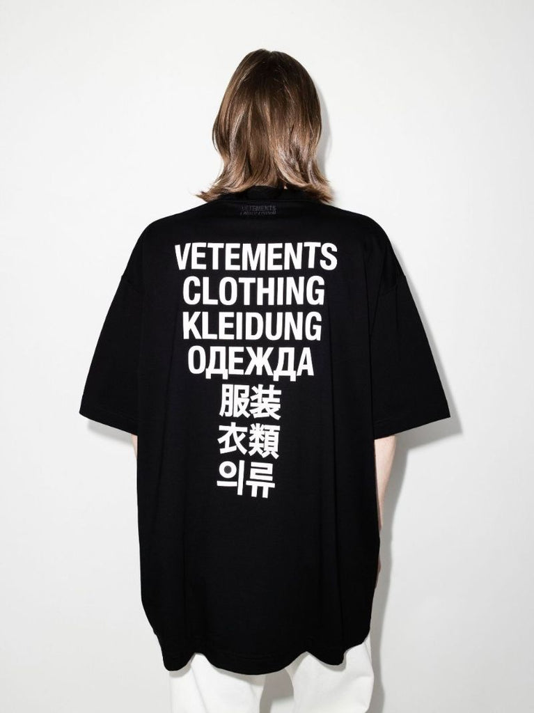 Black Translation Printed Cotton T-shirt