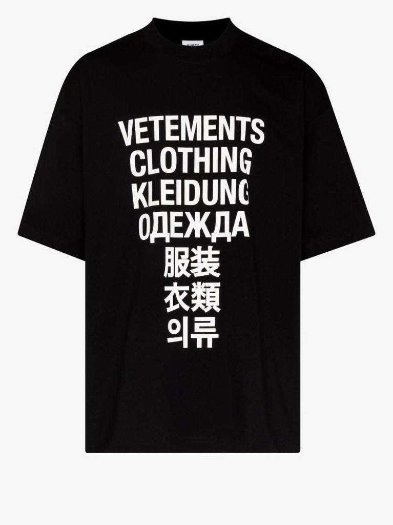 Black Translation Printed Cotton T-shirt