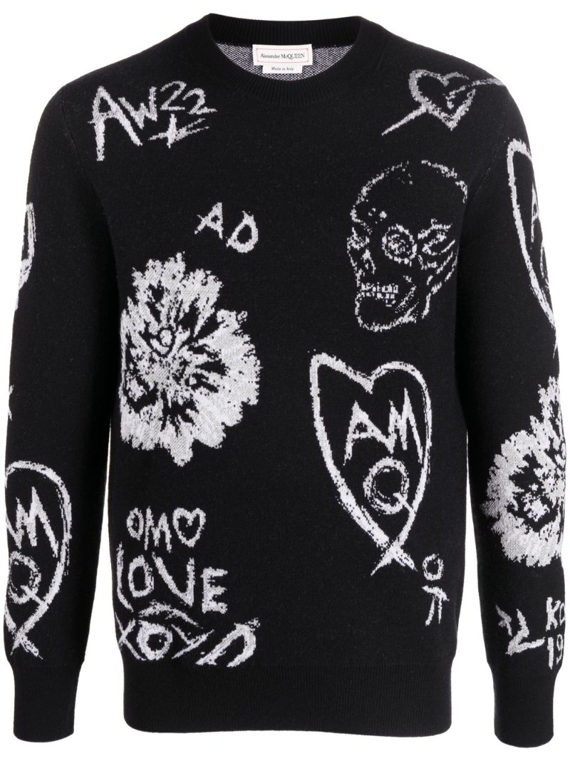 Black Tree Graffiti Sweater