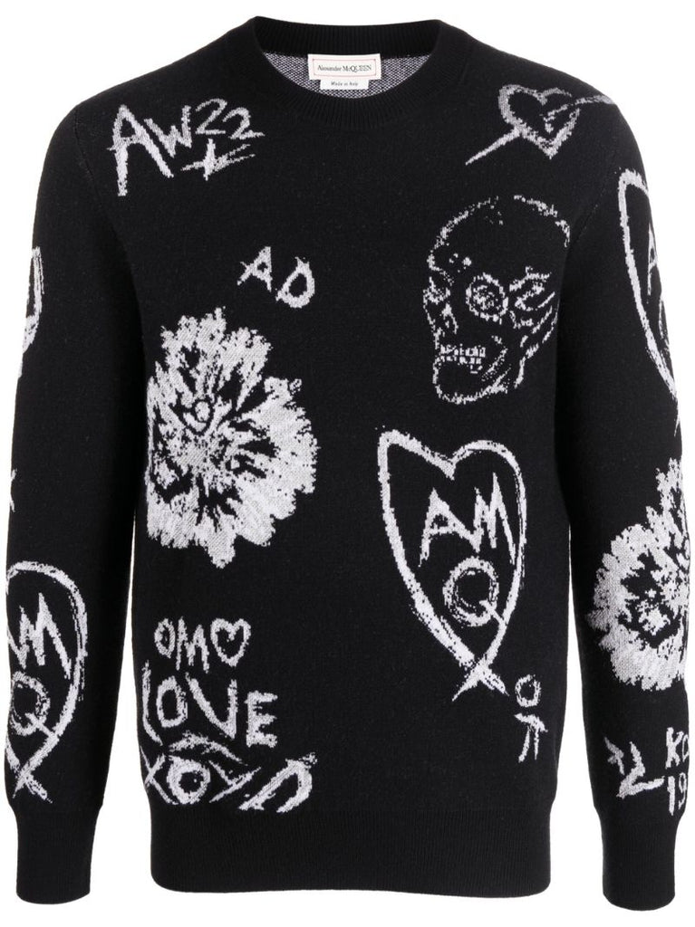 Black Tree Graffiti Sweater