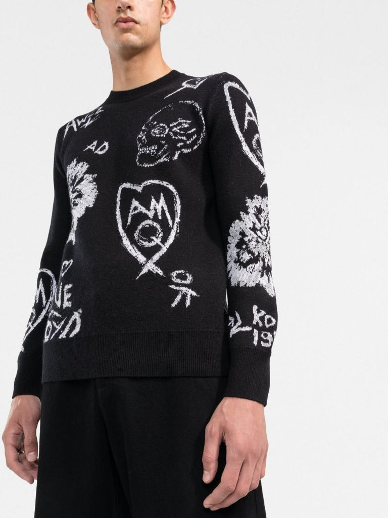 Black Tree Graffiti Sweater