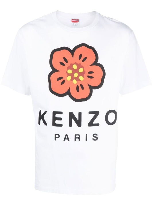 White Boke Flower Print T-shirt
