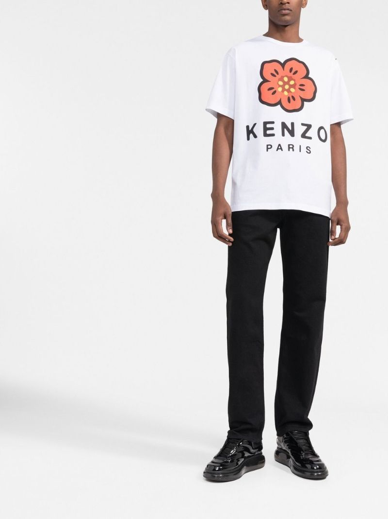 White Boke Flower Print T-shirt