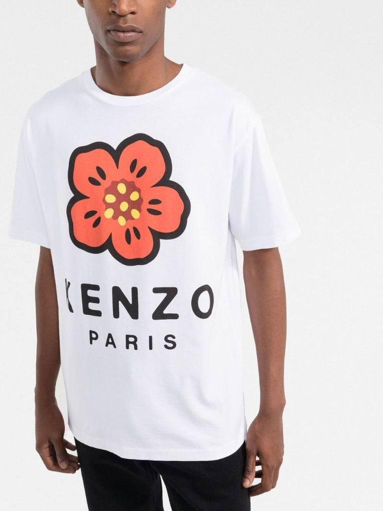 White Boke Flower Print T-shirt
