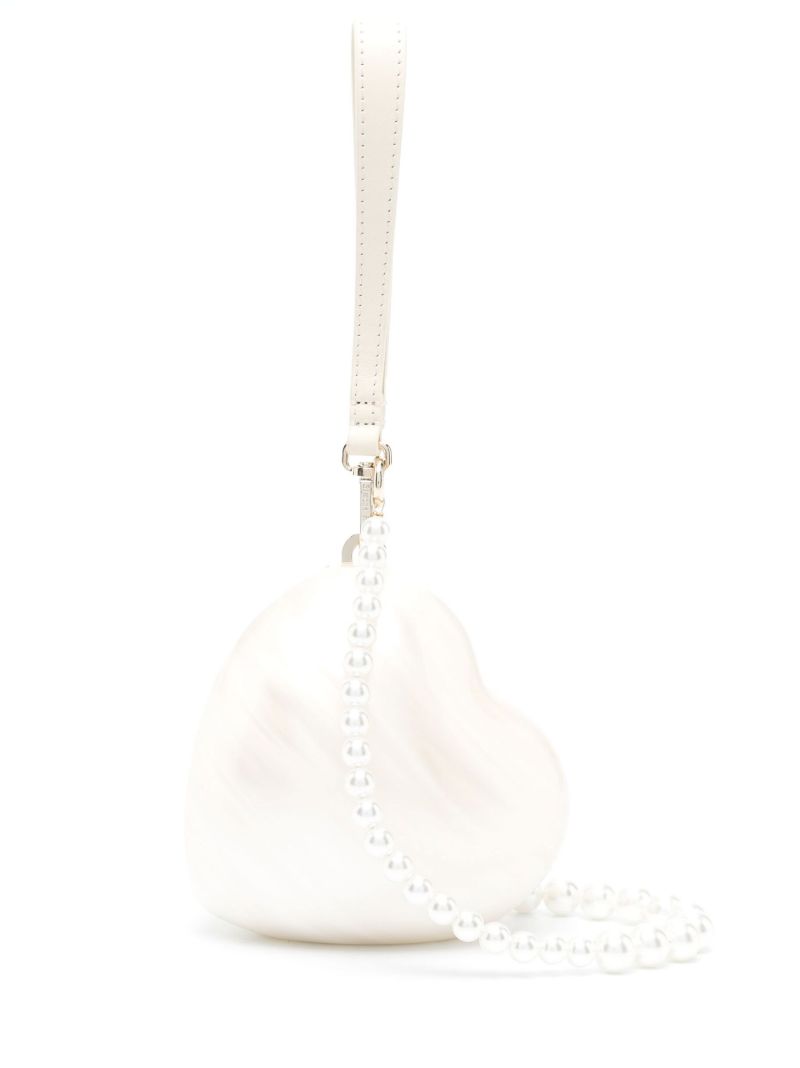 White Pearl Heart Mini Bag