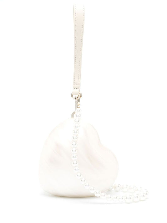 White Pearl Heart Mini Bag