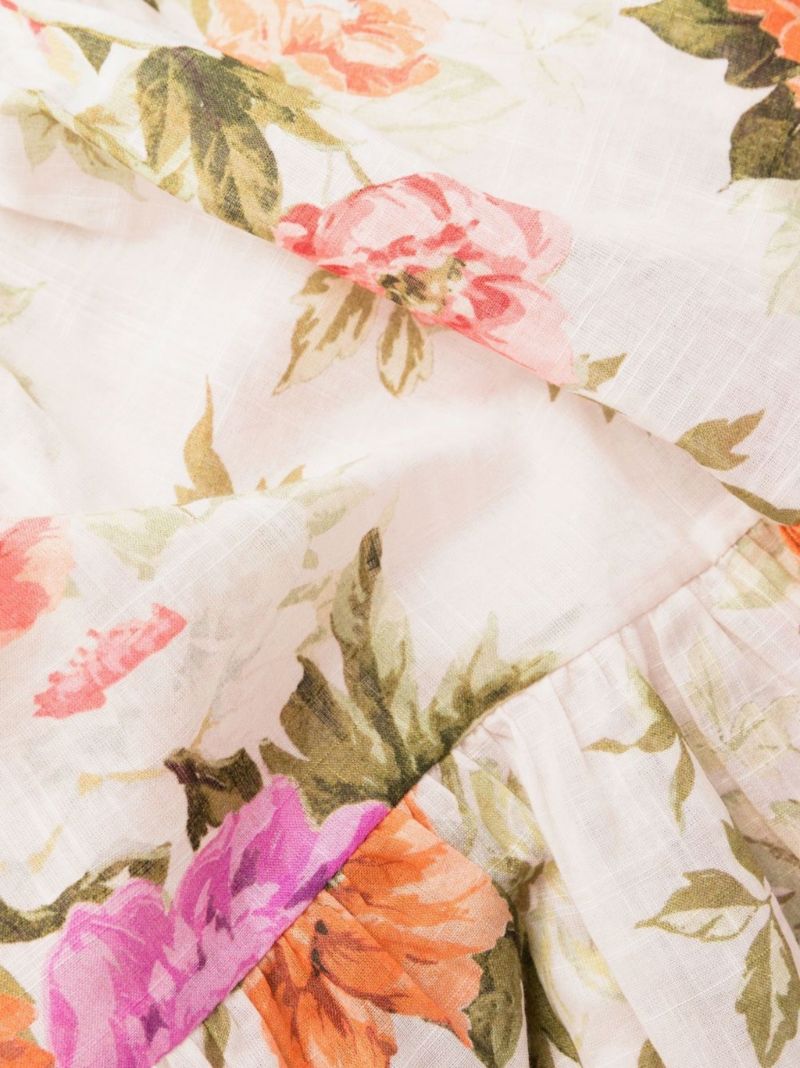 Neutral Pattie Floral Print Mini Dress