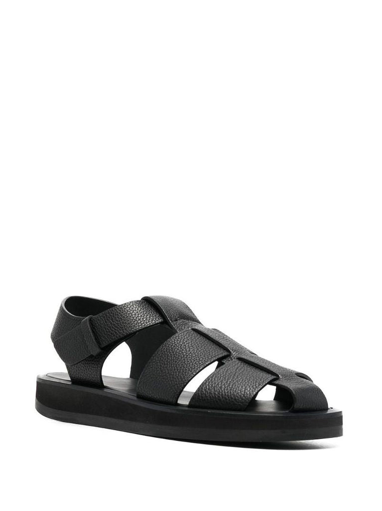 Black Fisherman Leather Sandals