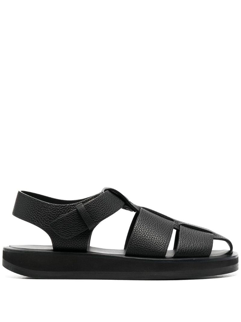 Black Fisherman Leather Sandals