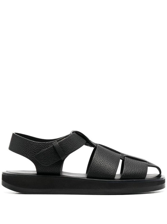 Black Fisherman Leather Sandals