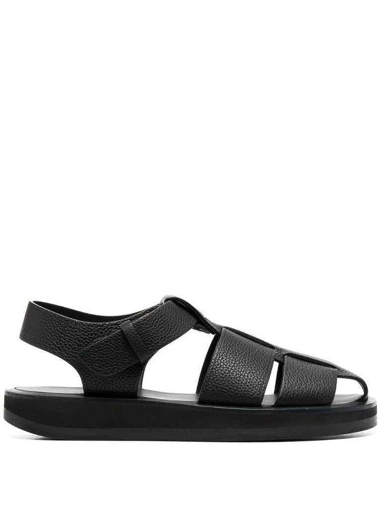 Black Fisherman Leather Sandals