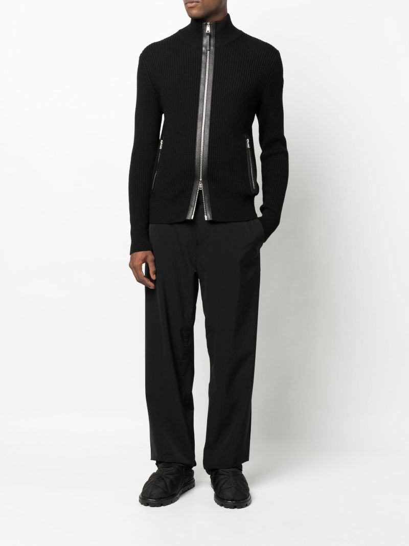 Black Ribbed Wool Cardigan