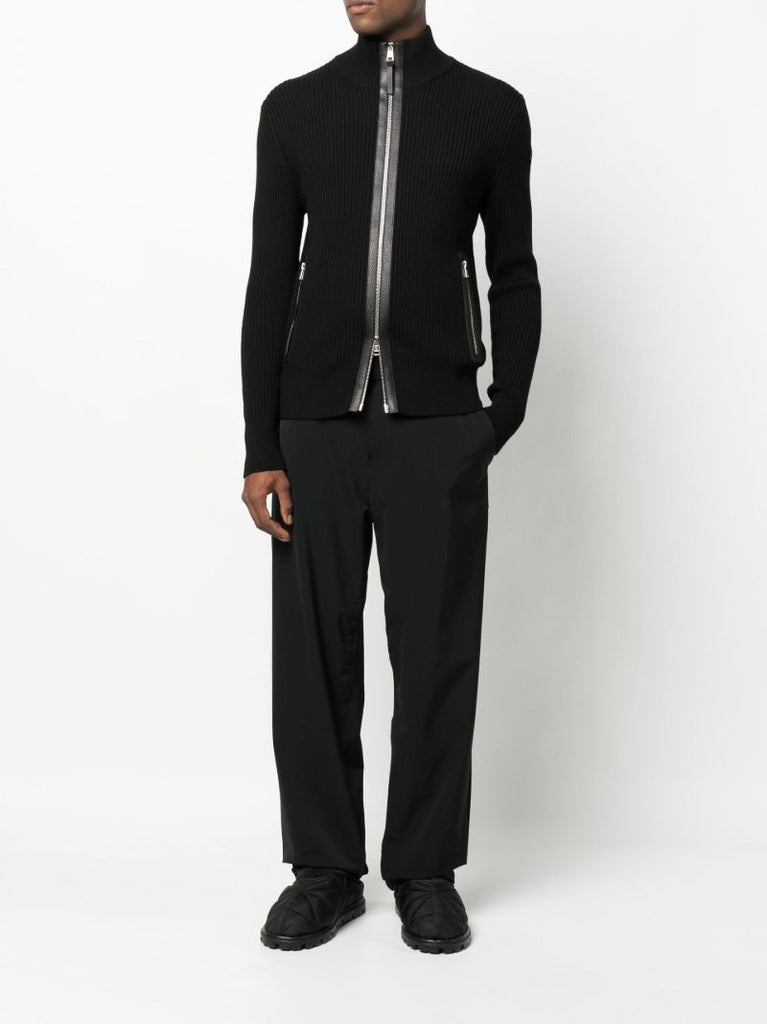 Black Ribbed Wool Cardigan