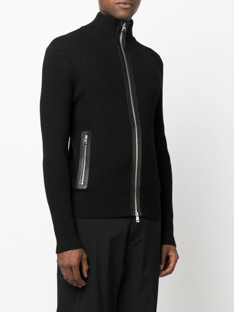 Black Ribbed Wool Cardigan