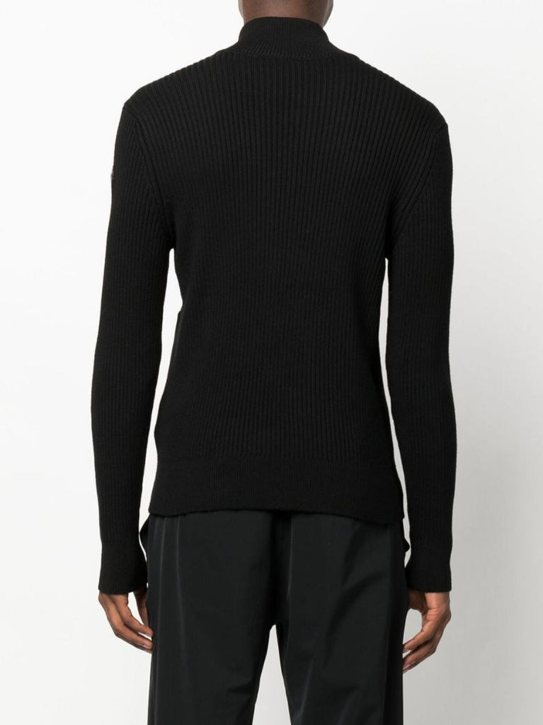 Black Ribbed Wool Cardigan