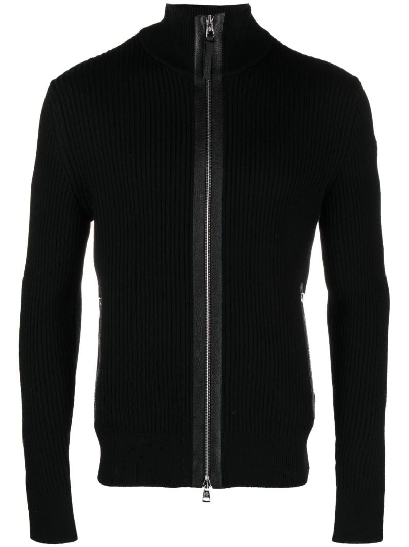 Black Ribbed Wool Cardigan