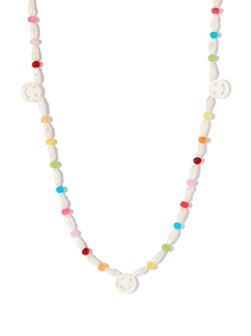 9k Yellow Gold Disco Mother-of-pearl and Agate Necklace