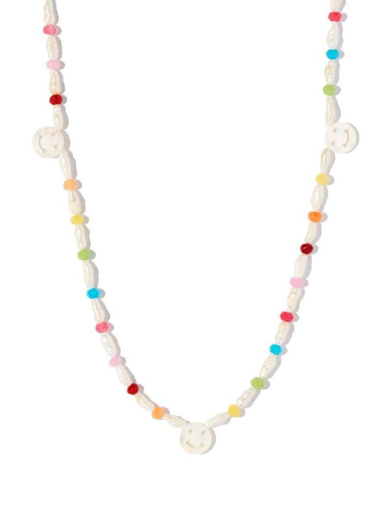 9k Yellow Gold Disco Mother-of-pearl and Agate Necklace